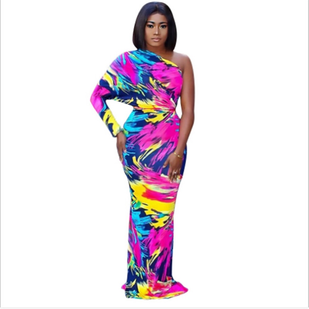 New One Shoulder Goddess Dress